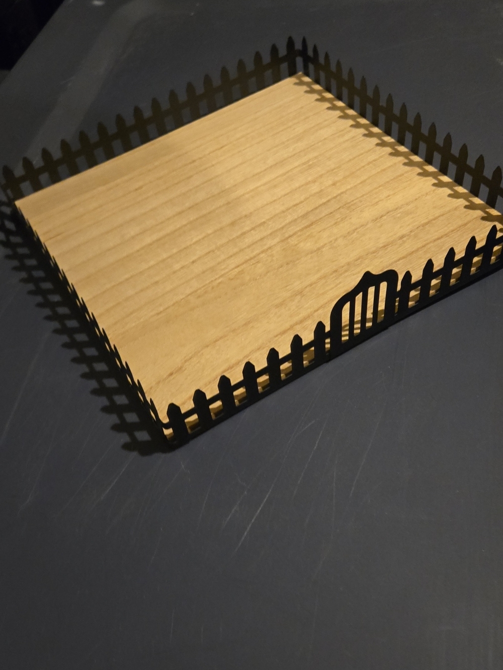 Target Wood Vanity Tray with Black Picket Fence Accent